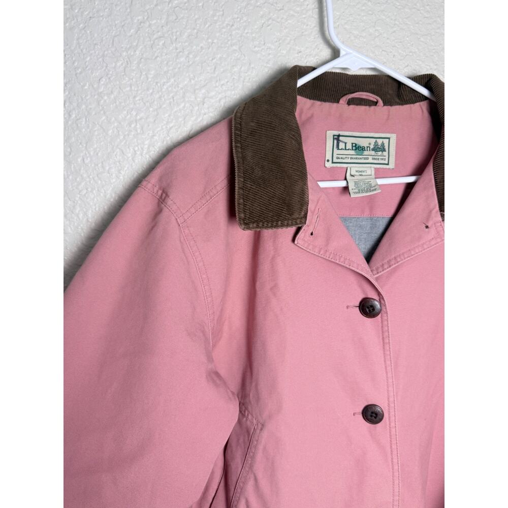 L.L. Bean Women's Chore Barn Coat Jacket Pink Rose XL Petite Brown Corduroy - Picture 3 of 12
